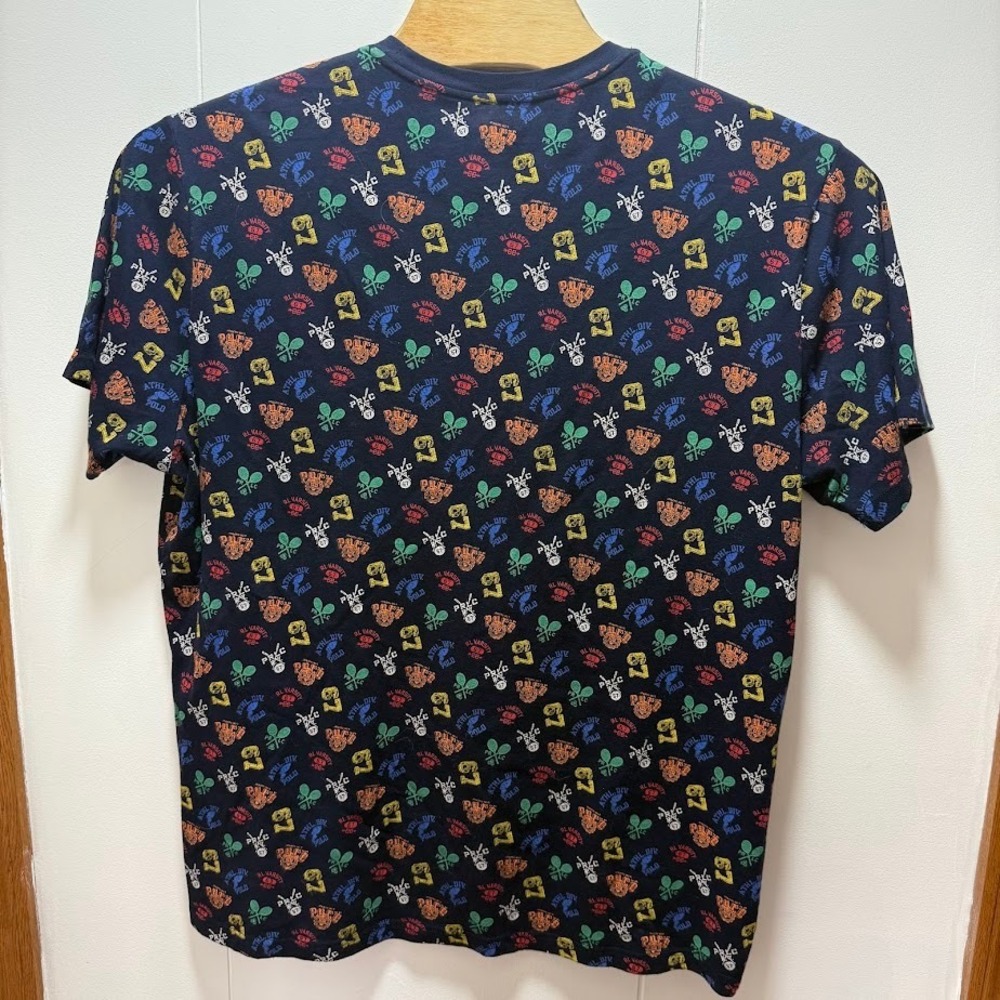 Polo Ralph Lauren Mens XL Navy Blue All Over Collegiate Varsity Print T-Shirt - Picture 5 of 5